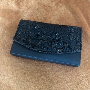 La Regale Black Beaded Clutch
